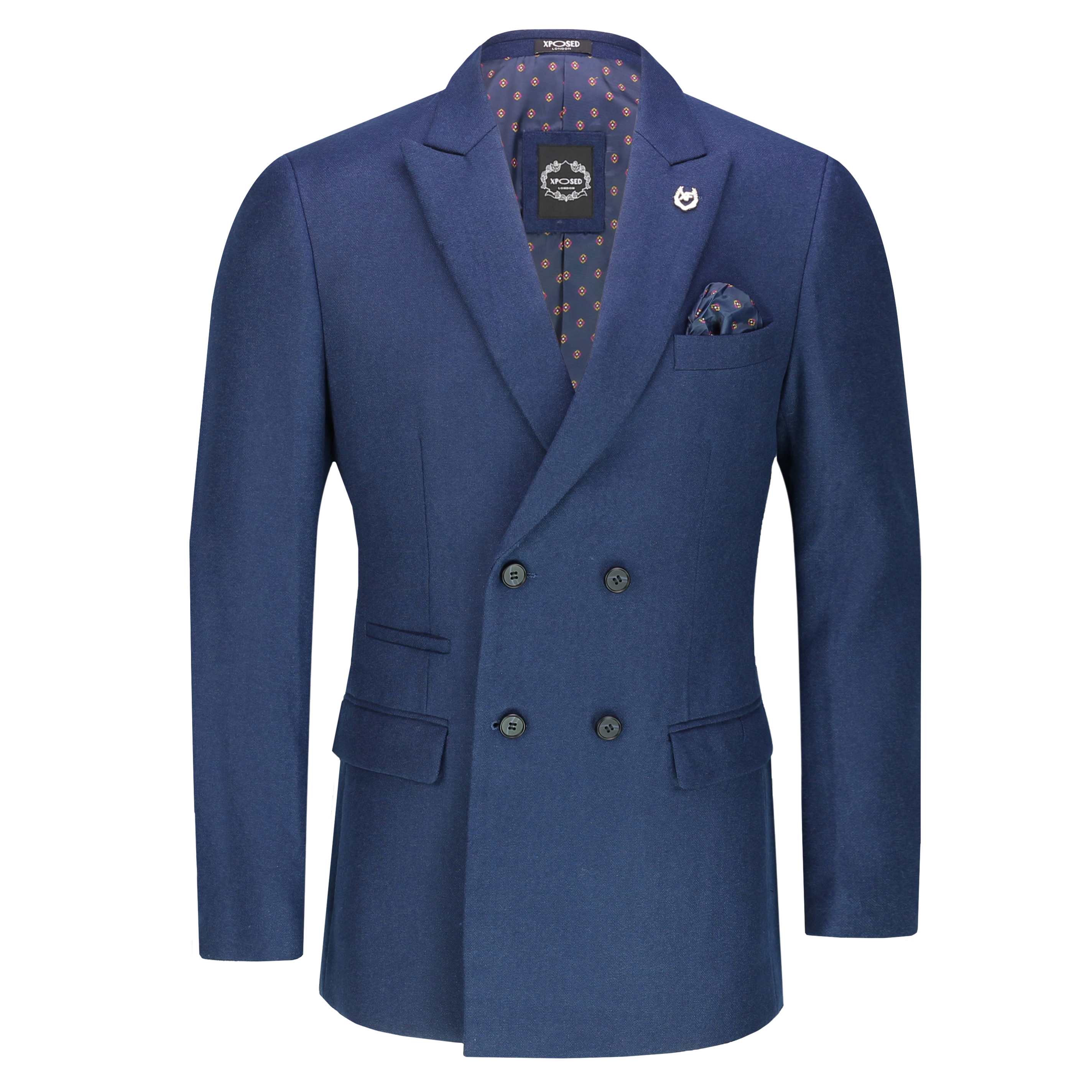 Men’s Classic Double Breasted Blazer Smart Retro Peak Lapel Tailored Suit  Jacket